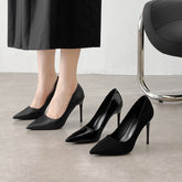 Black High Heels Frosted Matte French Pointed Toe Graceful Online Influencer Stiletto Heel Professional Shoes Summer